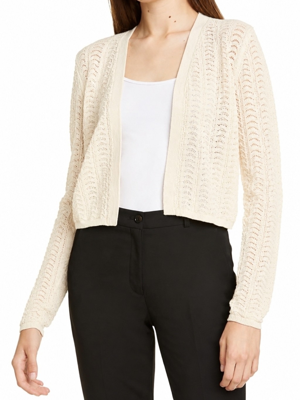 Theory Size S Cream Croched Open Cardigan